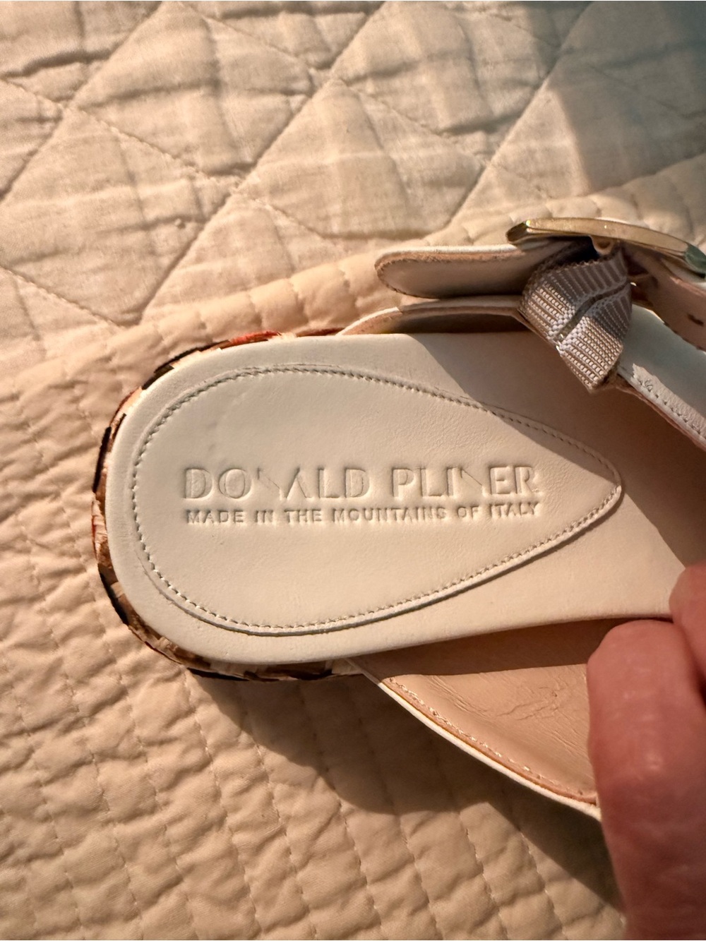 DONALD PLINER NEUS Women's White Leather Crisscross Espadrille Sandals - Picture 2 of 5